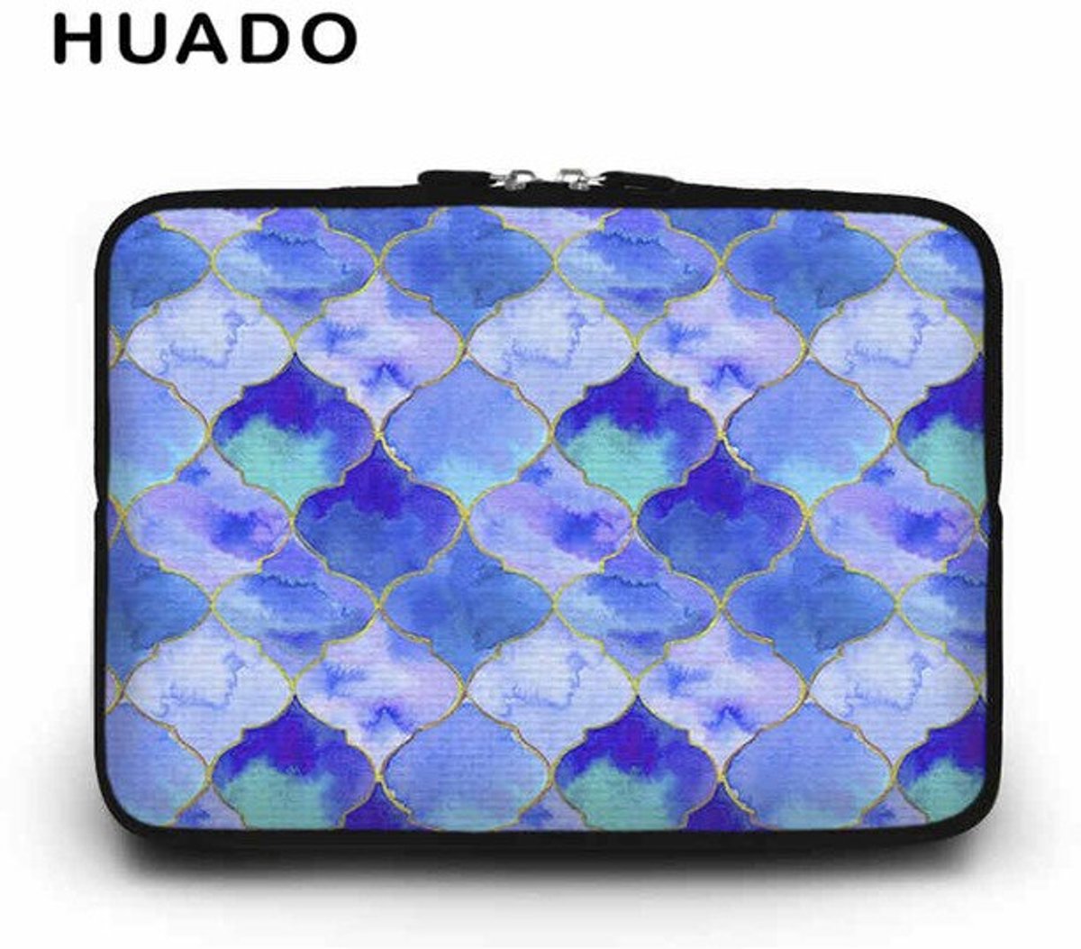 Luxe Laptophoes met Marokkaanse Print Blauw | 13 inch | Ritssluiting | Laptop Accessoires